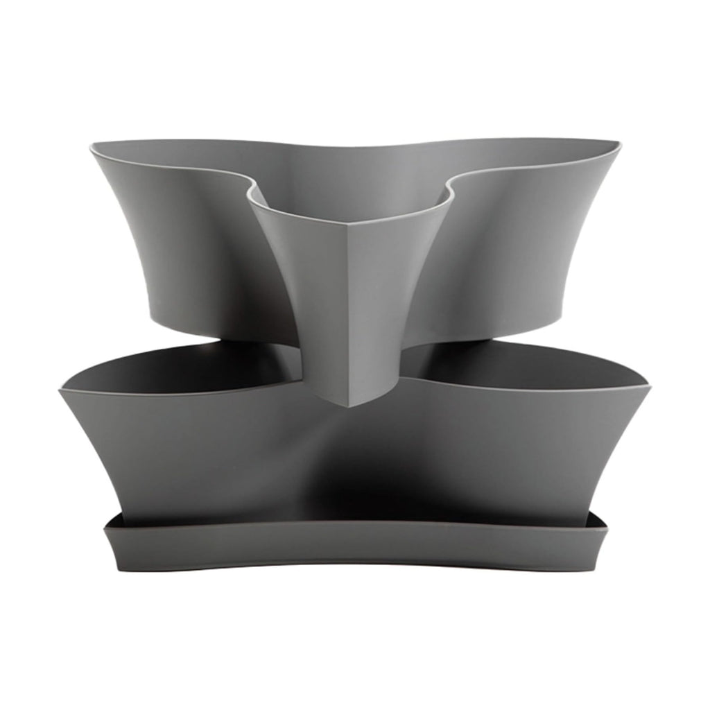 Bloem Collins Modular Multi Level 2-Tier Vertical Herb Planter 2-Tier Level Charcoal Gray (COL16908-2)