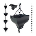 8.5FT Tulip Iron Rain Chain for Gutters and Rain Barrel, Black | Rain Chains for Downspout, Rust-Prevent Plated, Thick