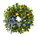 WANNA-CUL 24 Inch Blue Yellow Summer Wreath for Front Door All Season Decor