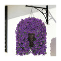 Artificial Fake Flowers Plants Hanging Baskets Outdoor Outside Spring Decor, Faux Silk Purple UV Resistant Look Real Morning Glory Home Patio Porch Balcony Decoration