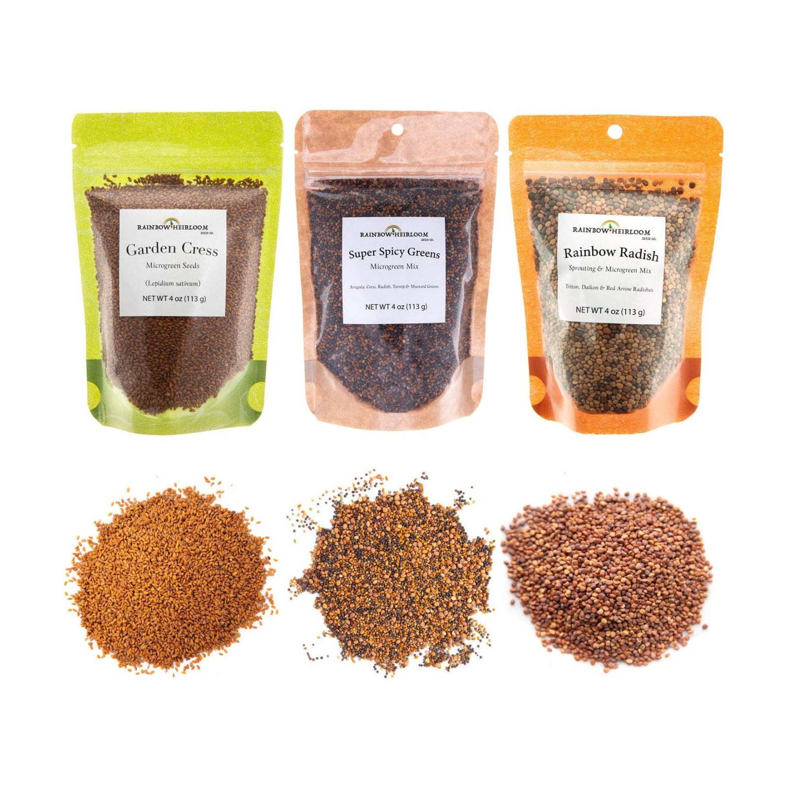 Spicy Microgreens Seed Variety Pack for Planting | Contains Super Spicy Microgreen Mix, Rainbow Radish Mix, Garden