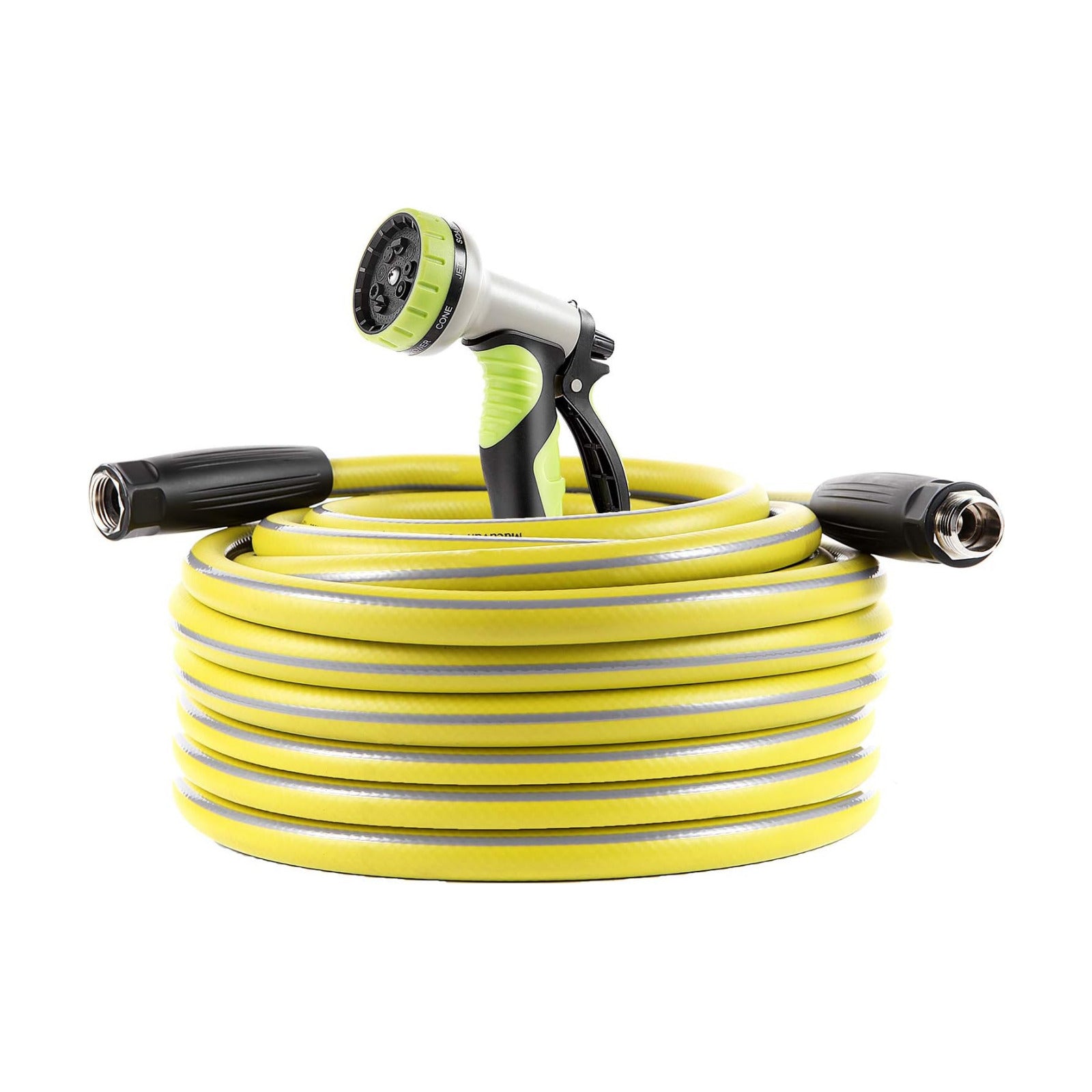 Garden Hose 75 ft Heavy Duty - Flexible Water Hose | with 9 Way Spray Nozzle and 4 Layers Hybrid-3/4’’ Nickel Plated