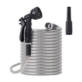 Stainless Steel Garden Hose 75 ft - Metal Water Hose with 2 Nozzles, Lightweight, Tangle Free & Kink Free, Heavy Duty