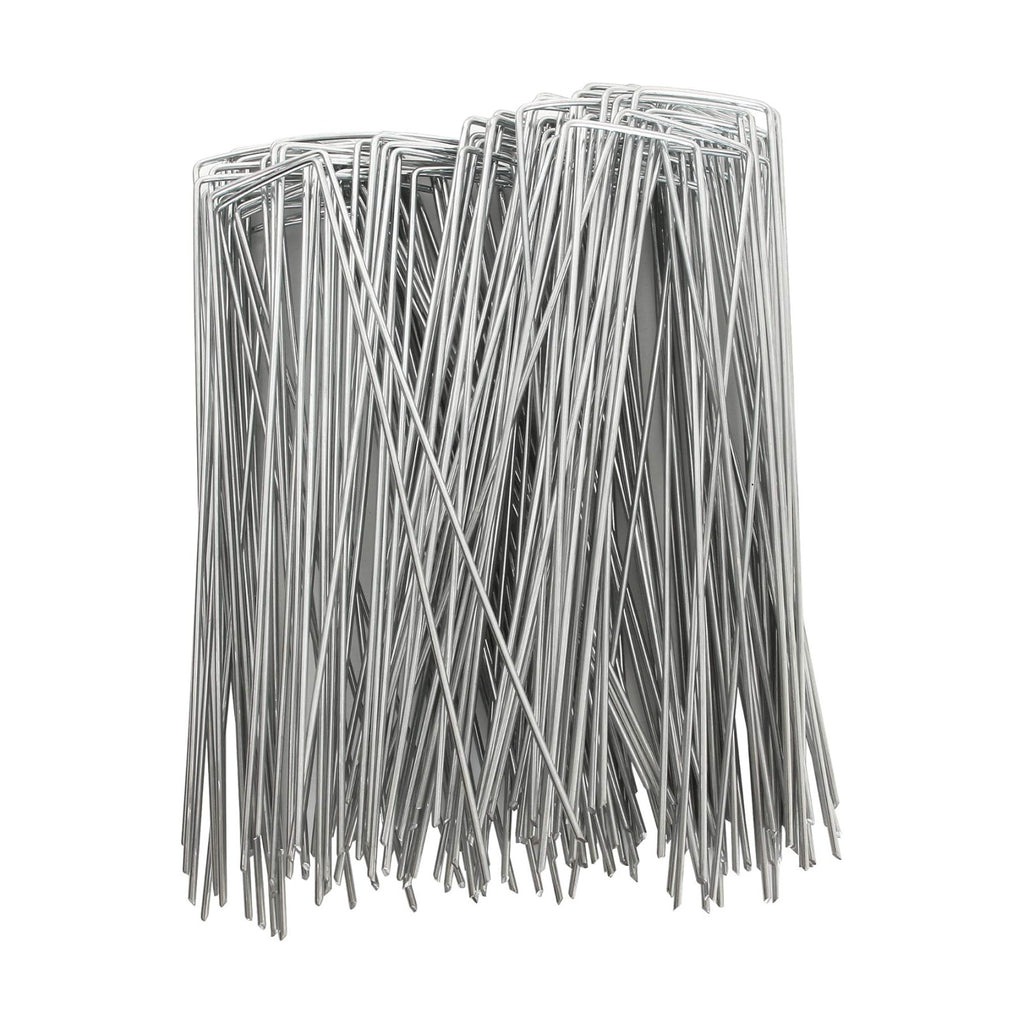 LANIAKEA Garden Stakes 8 Inch Metal Garden Staples 200 Pack Galvanized Landscape Pins Heavy Duty Landscape Stakes for
