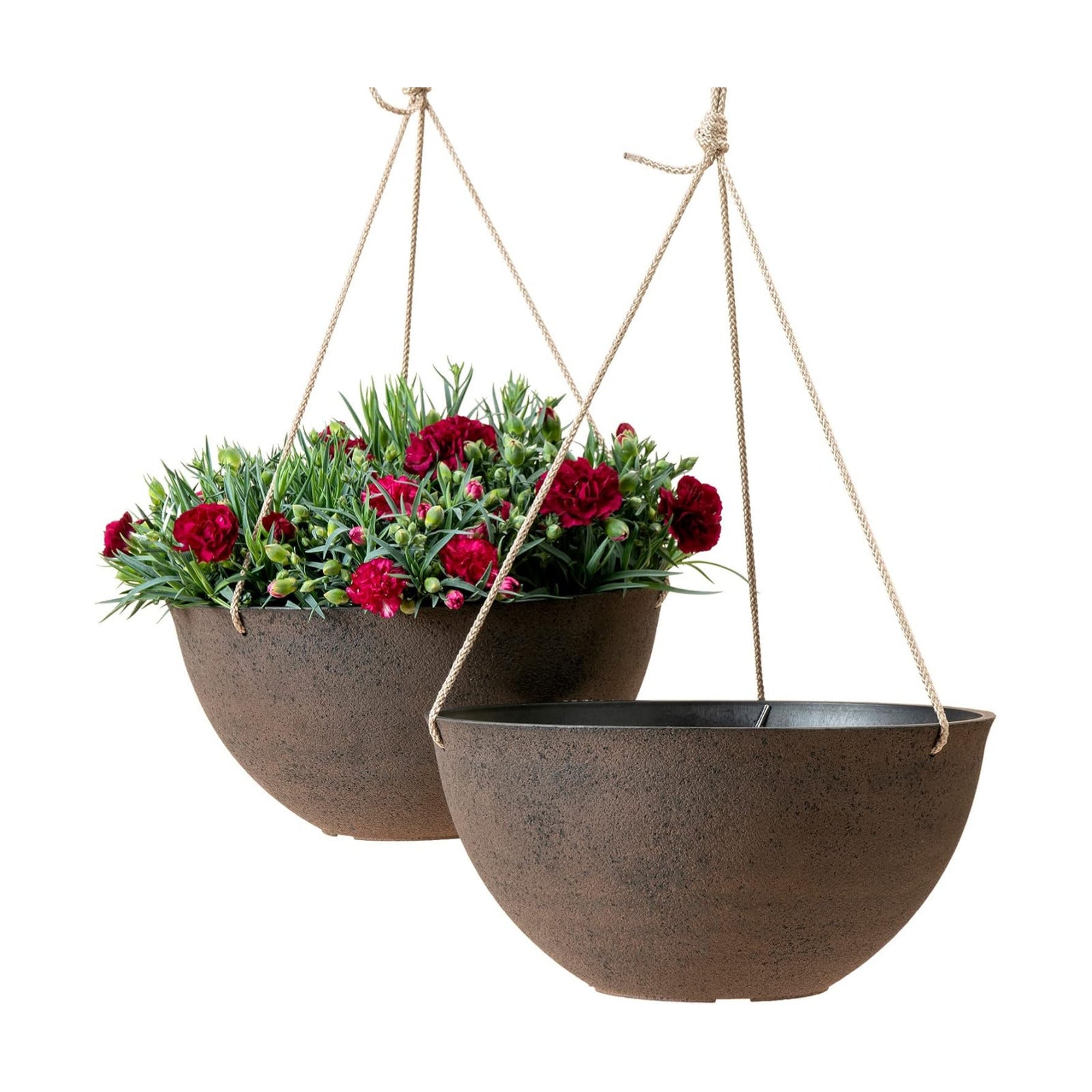 LA JOLIE MUSE Hanging Planter Baskets for Outdoor Plants, Set of 2, 13 Inch | Large Hanging Baskets with Drainage