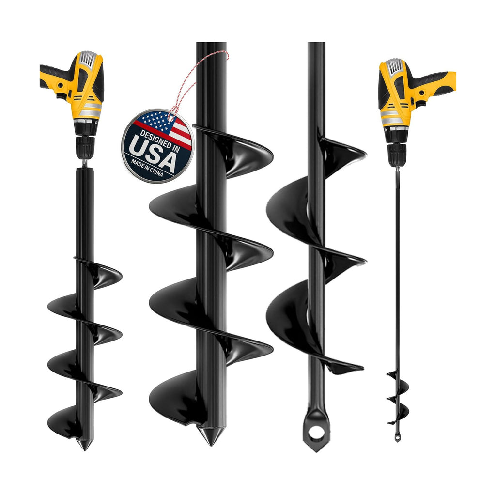K-Brands Auger Drill Bit for Planting 2 Pack 1.6 x 16 Inch & 3.5 x 16 Inch Set – Garden Spiral Hole and Bulb Planter