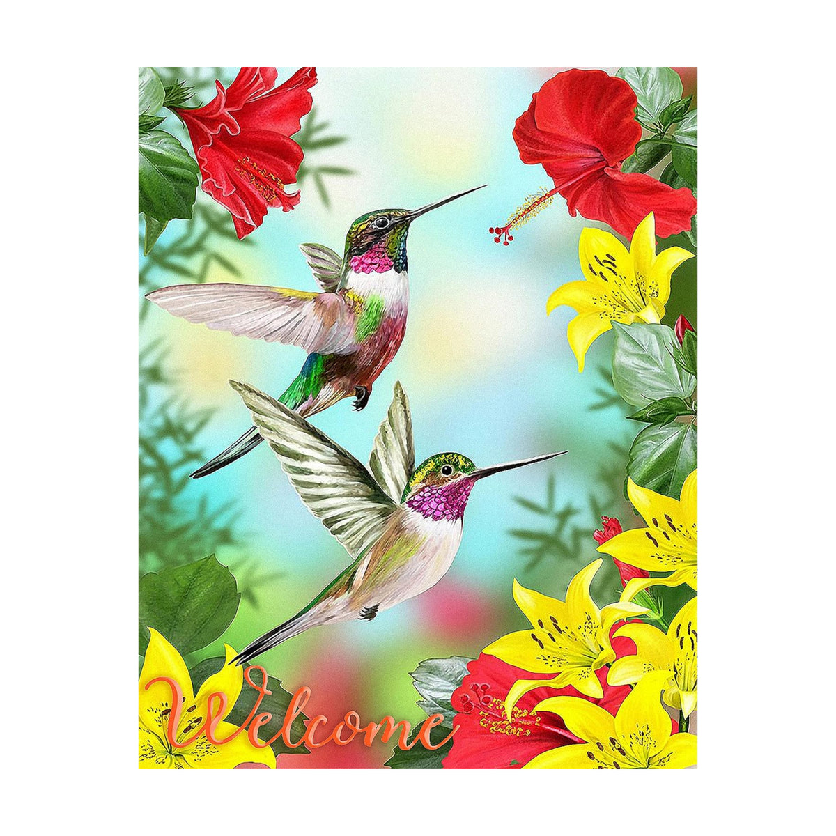 Hummingbird Garden Flags, Flower Garden Summer Yard Flags 12 X 18 Double Sided Polyester Welcome House Flag Banners For Decorative Garden Flags Summer