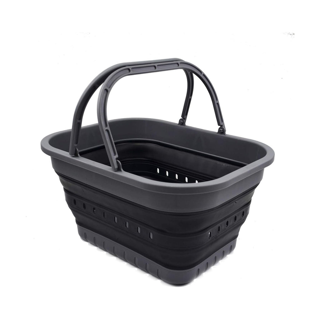 SAMMART 19L (5 Gallon) Collapsible Tub with Handle - Portable Outdoor Picnic Basket/Crater - Foldable Shopping Bag