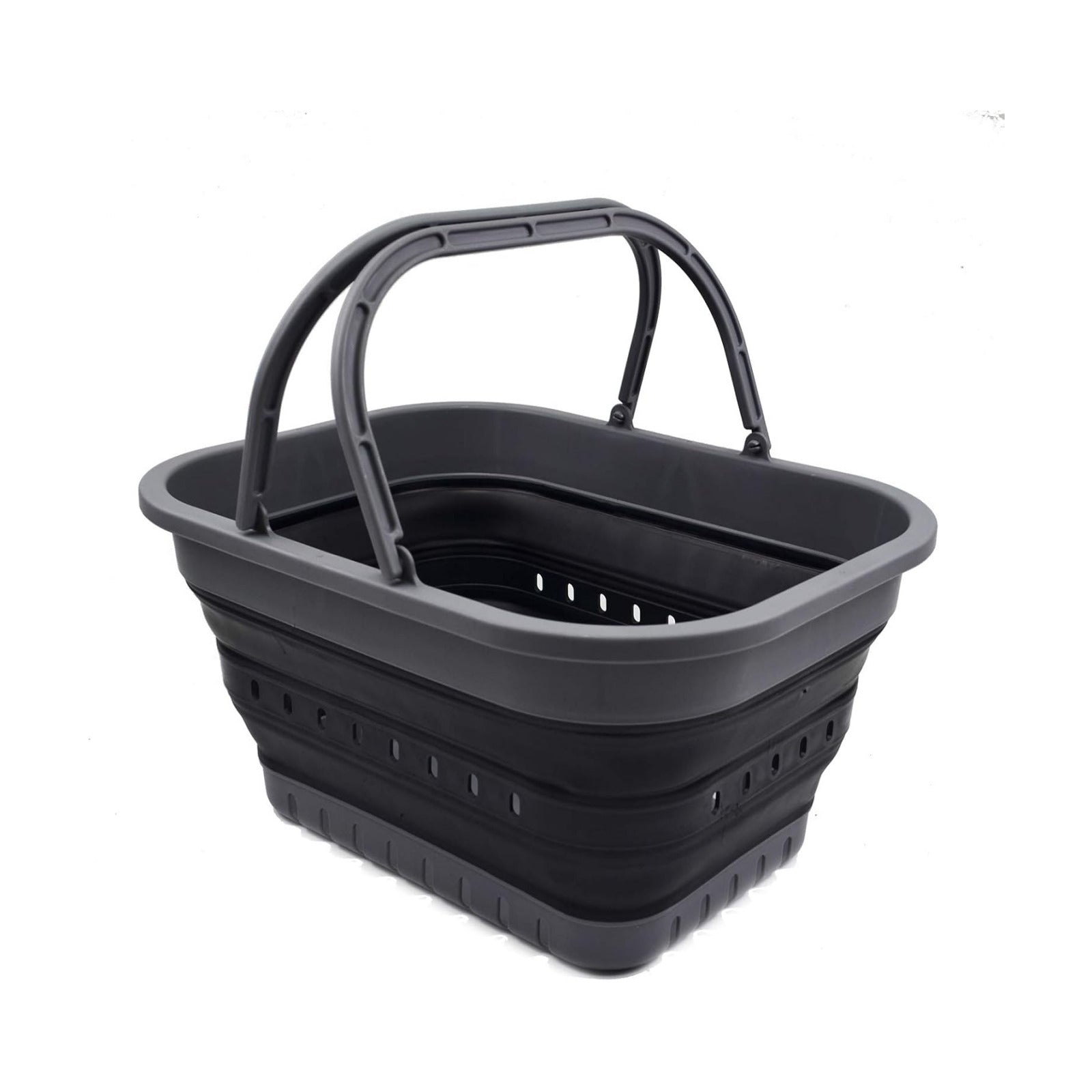 SAMMART 19L (5 Gallon) Collapsible Tub with Handle - Portable Outdoor Picnic Basket/Crater - Foldable Shopping Bag