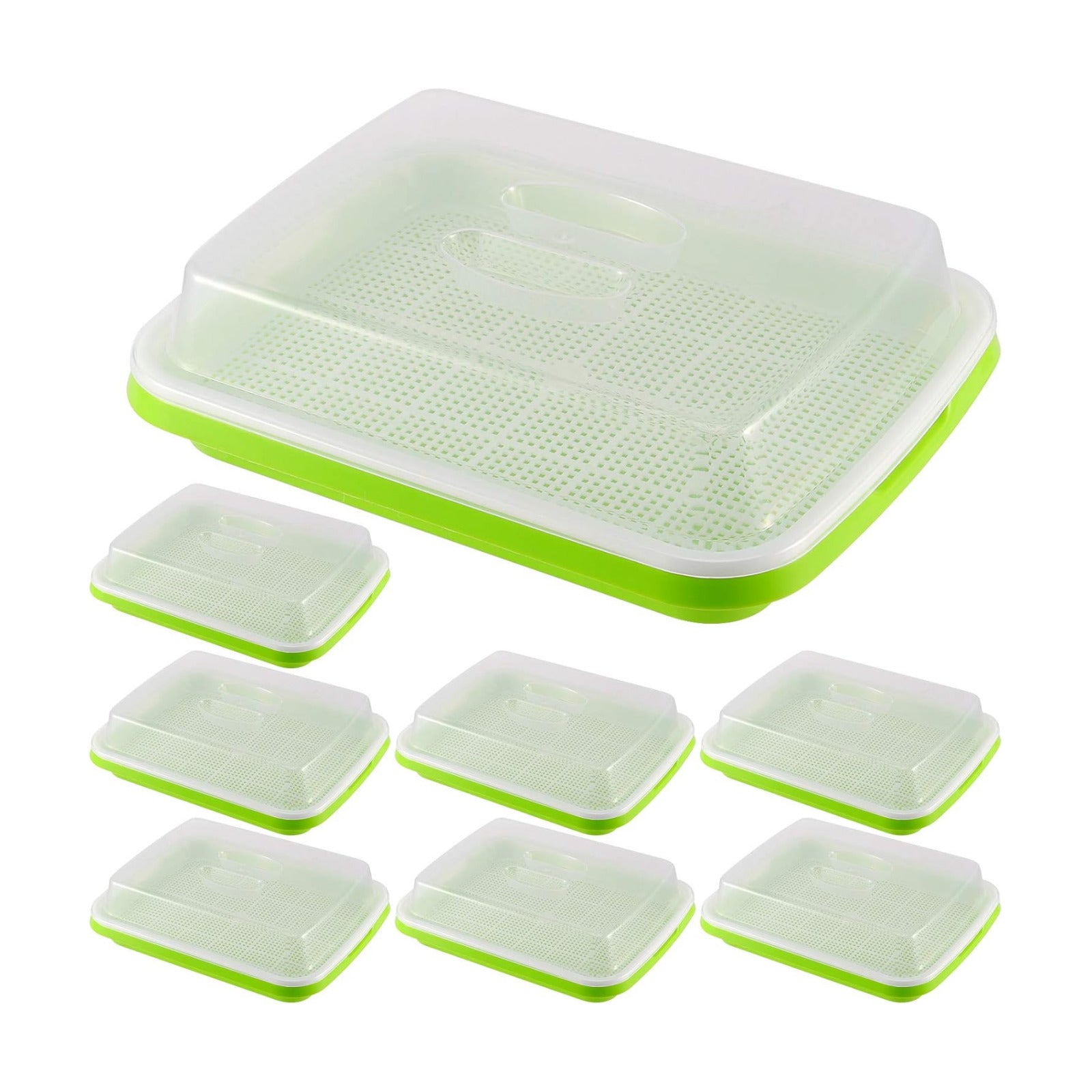 8 Pack Seed Sprouter Tray, BPA Free, Big Capacity Seed Germination Tray, Healthy Wheatgrass Seeds Grower with Lid for
