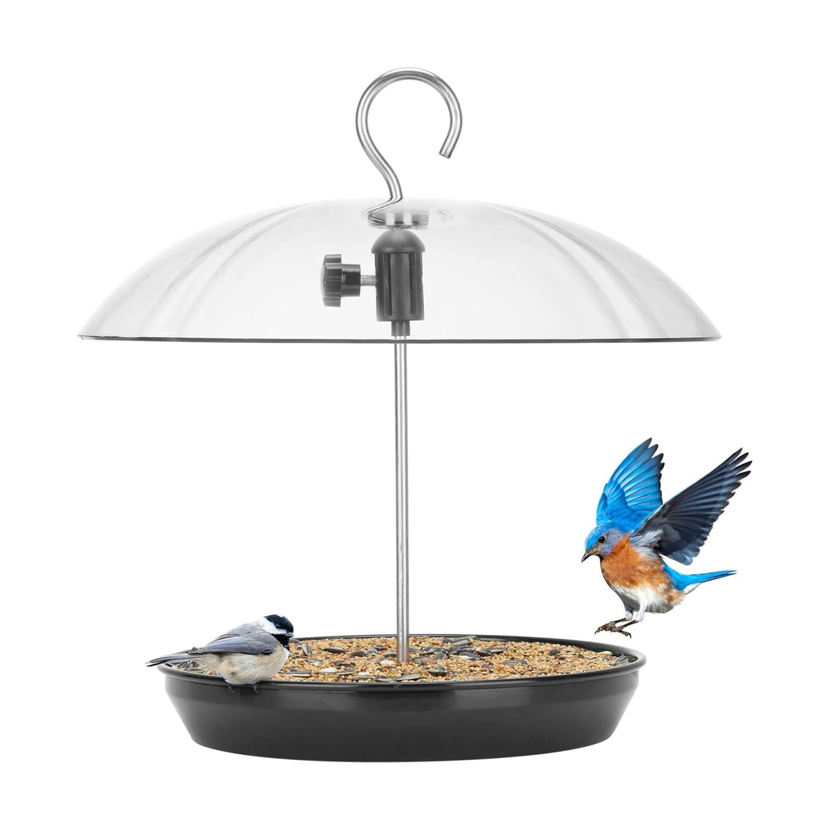 Kingsyard Platform Bird Feeder with Adjustable Dome for Outdoors Hanging