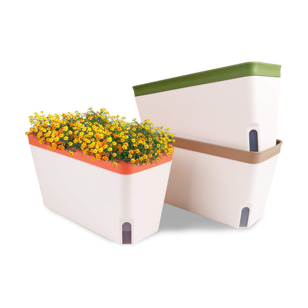 OurWarm 3 Pack Self Watering Herb Planter Set for Windowsill, 10.5In Indoor Herb Garden Planters with Water Level