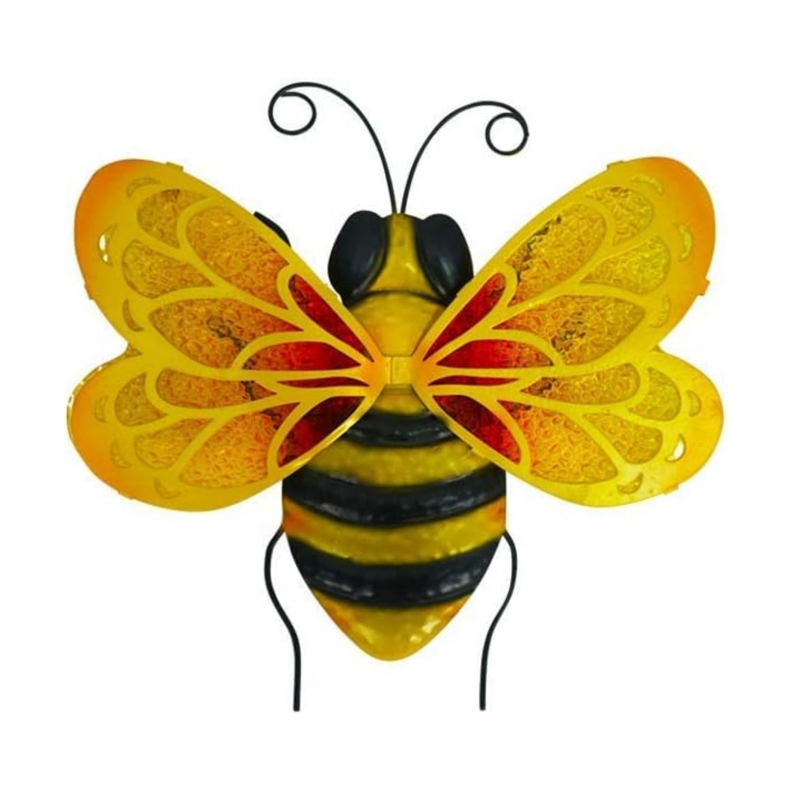 LIFFY Metal Bee Wall Decor,10" Hanging Glass Bumblebee Outdoor Decor,Decorative Garden Ornaments Outside for Home Patio