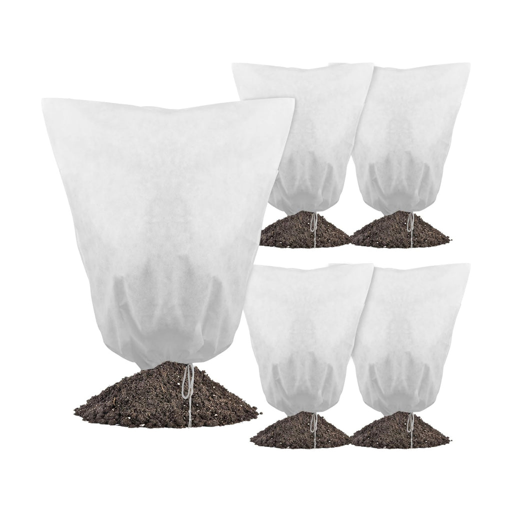 Gardzen 5-Pack Plant Cover Drawstring Tree Cover, Winter Freeze Plant Protection, Tree Jacket Frost Blanket for Outdoor