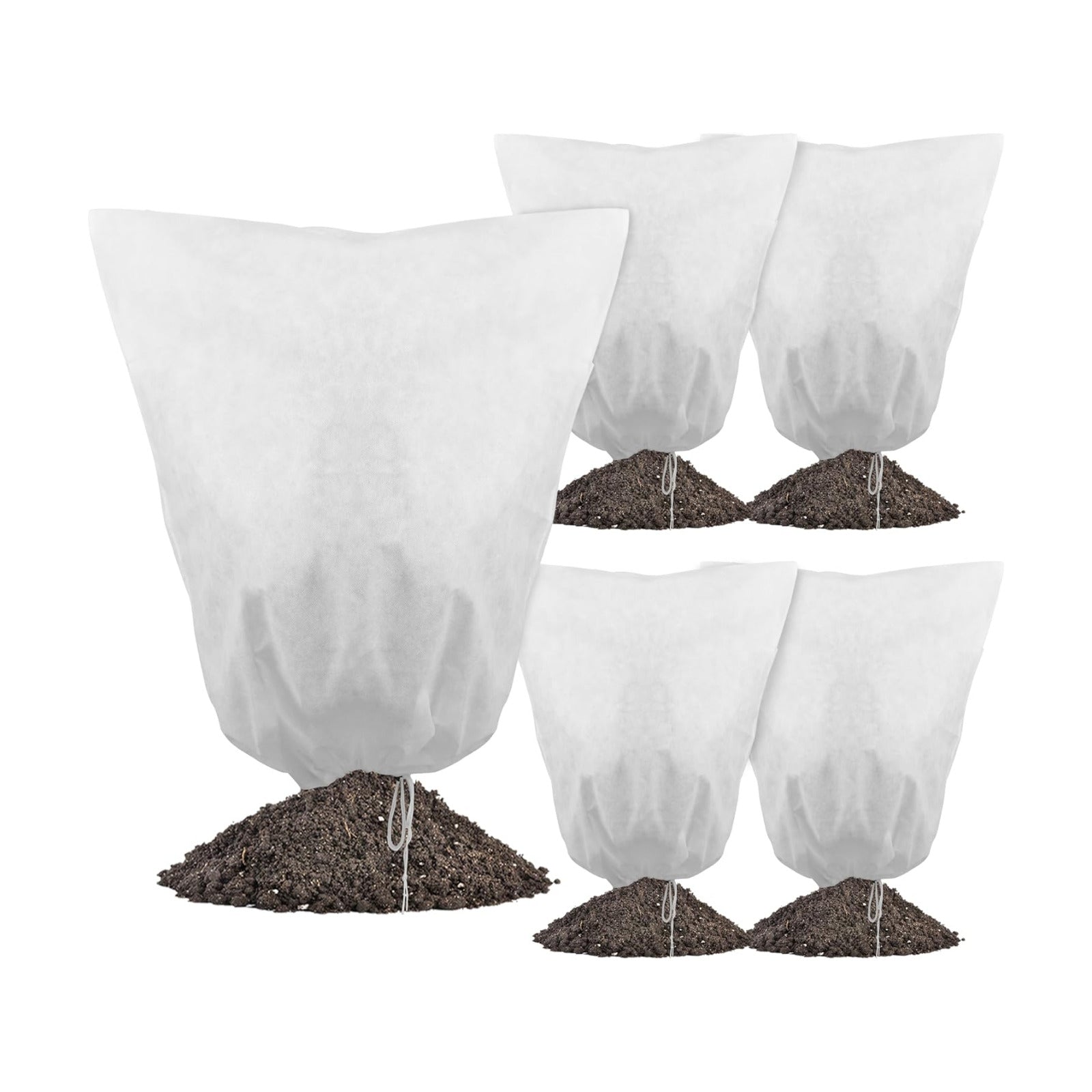 Gardzen 5-Pack Plant Cover Drawstring Tree Cover, Winter Freeze Plant Protection, Tree Jacket Frost Blanket for Outdoor