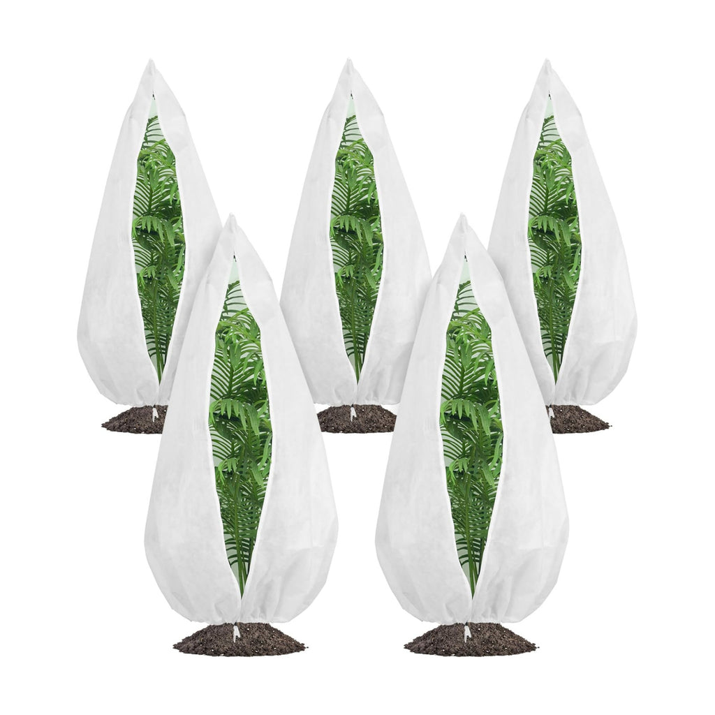 Gardzen 5-Pack Heavy Duty Plant Covers Freeze Protection, 54”×72” | Drawstring Tree Cover with Zipper, Winter Freeze
