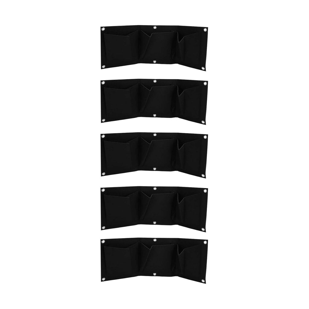 Vertical Garden Wall Hanging Planter with 3 Pockets 5Pcs Plant Growing Bags Wall Mounted Degradable 3Pockets Planter