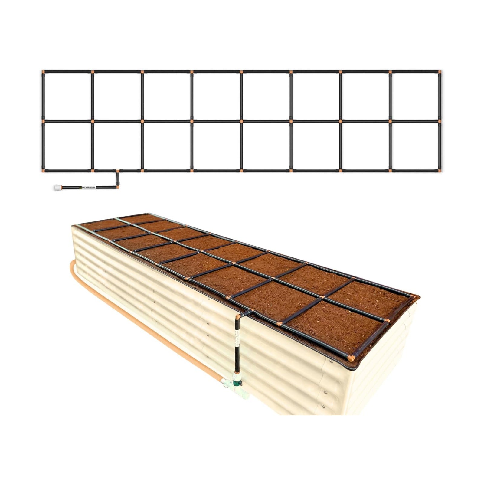 Garden Grid 2x8 | Irrigation System for Garden Bed Watering | Pre-Assembled | 1-Min Setup Raised Bed Irrigation System;