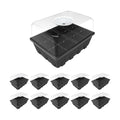 Gardzen 10 Pack Seed Starting Tray, Plant Germination Trays, Seed Starter Kit with Adjustable Humidity Vented Dome, Plant Growing Kit 6.6" x 4.5", Total 120-Cell, Black