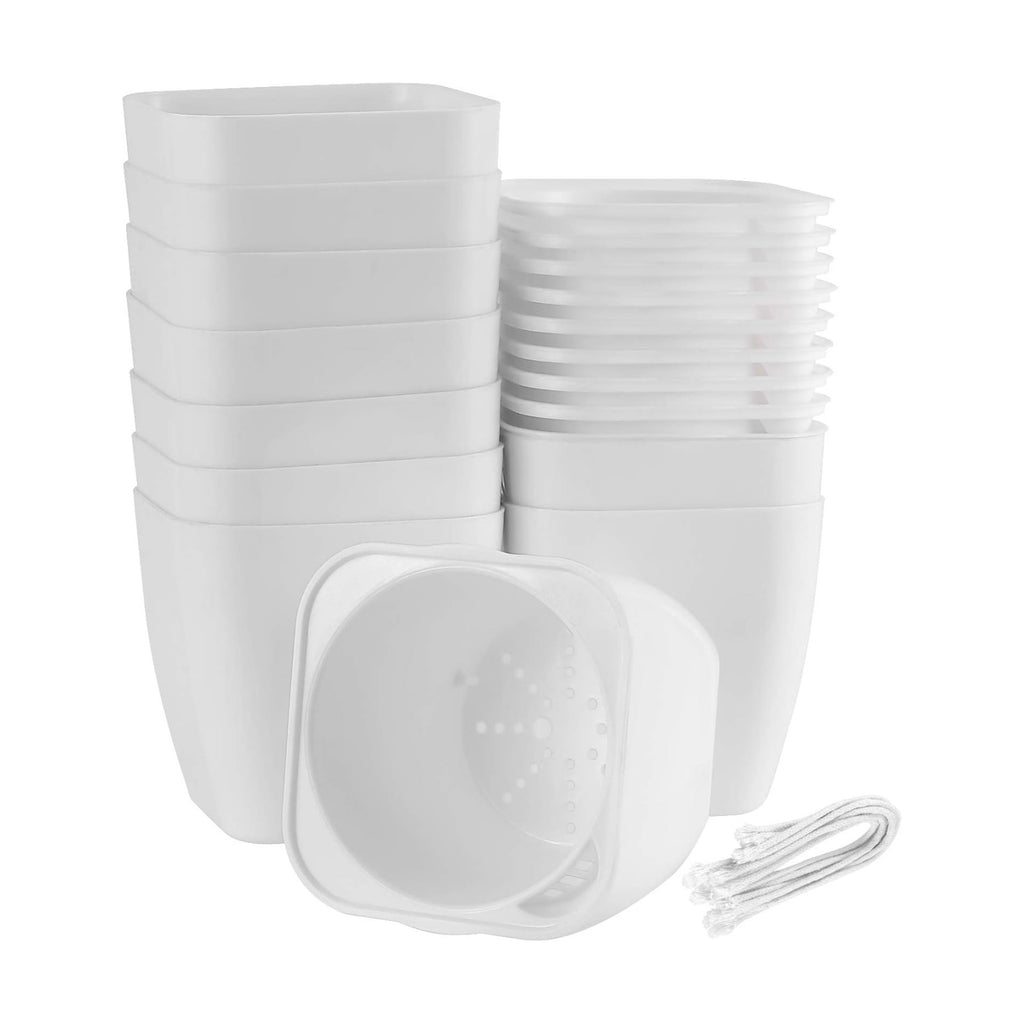5 Inches Self Watering Planter, 10 Pack Plastic Self Watering Pots with 10 Wick Ropes, Wicking Flower Pots for Violets