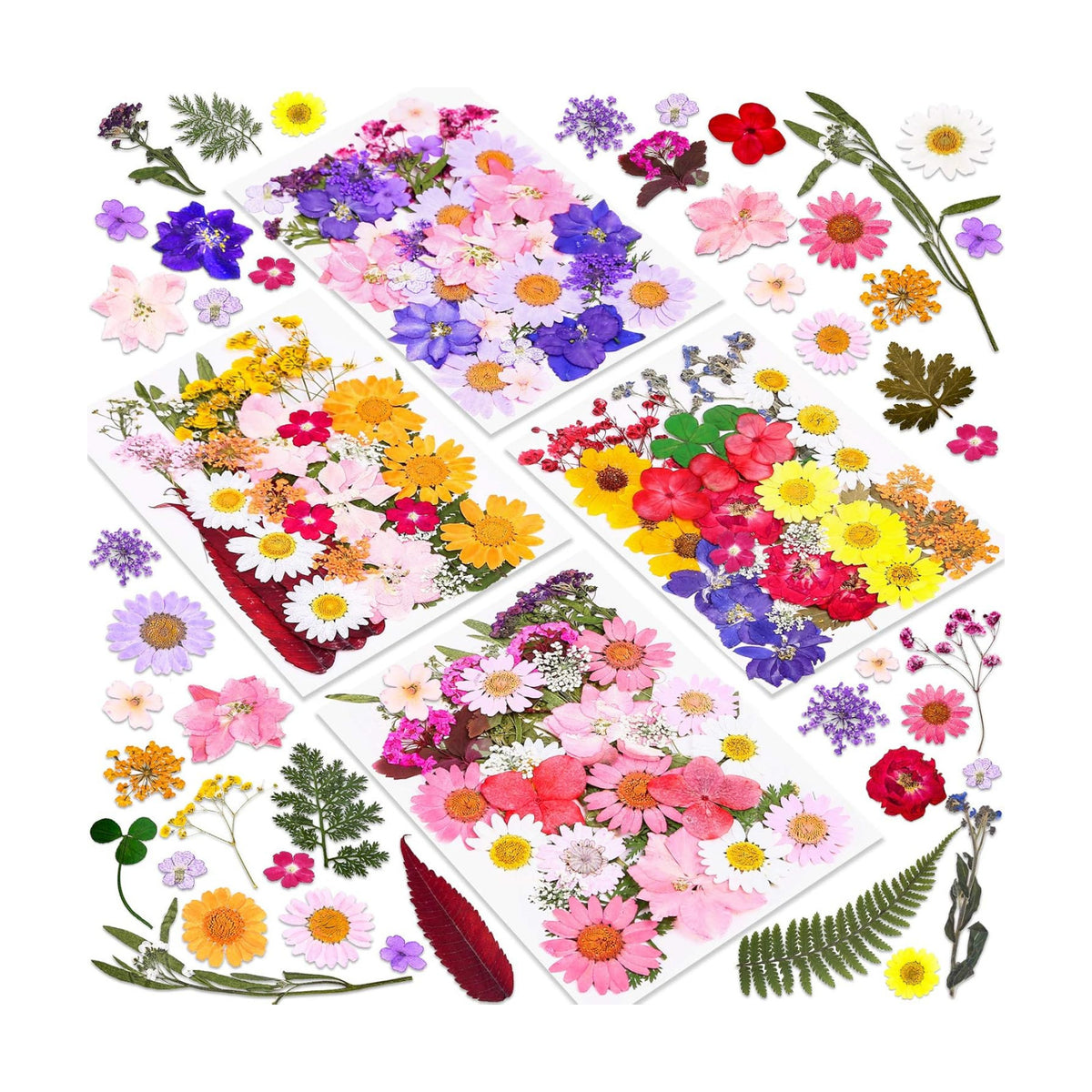 140 Pcs Dried Pressed Flowers for Resin, Real Pressed Flowers Dry Leaves Bulk Natural Herbs Kit for Scrapbooking DIY Art Crafts, Epoxy Resin Jewelry Molds, Candle, Soap Making, Nails Décor