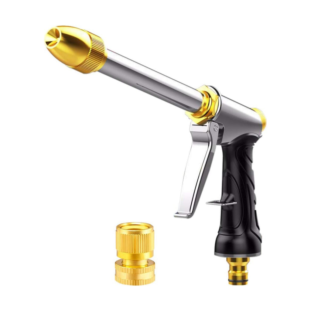 Upgrade Water Hose Nozzle Long Rod Garden Hose Nozzle Heavy Duty metal Brass sprayer 360° Rotaing spray gun for car