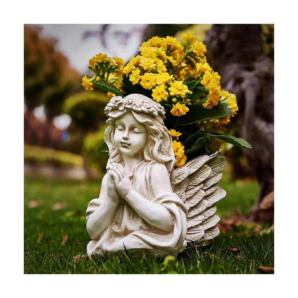 Praying Angel Bust Garden Statue Planters, Angel Wing Planters Pots Mini Vase for Patio, Lawn, Yard Art, Cemetery Grave