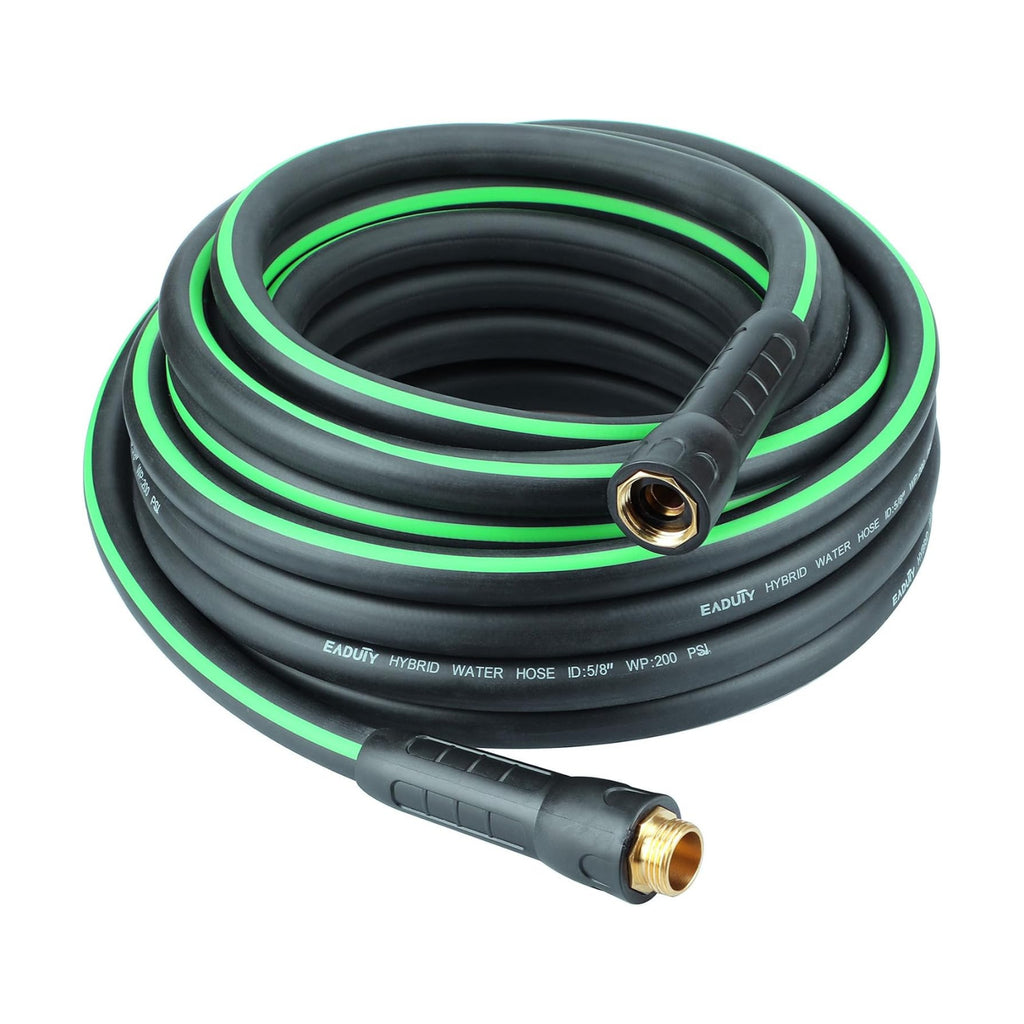 Hybrid Garden Hose 5/8 IN. x 50 FT, Heavy Duty, Lightweight, Flexible with Rotatable Grip Handle and Solid Brass