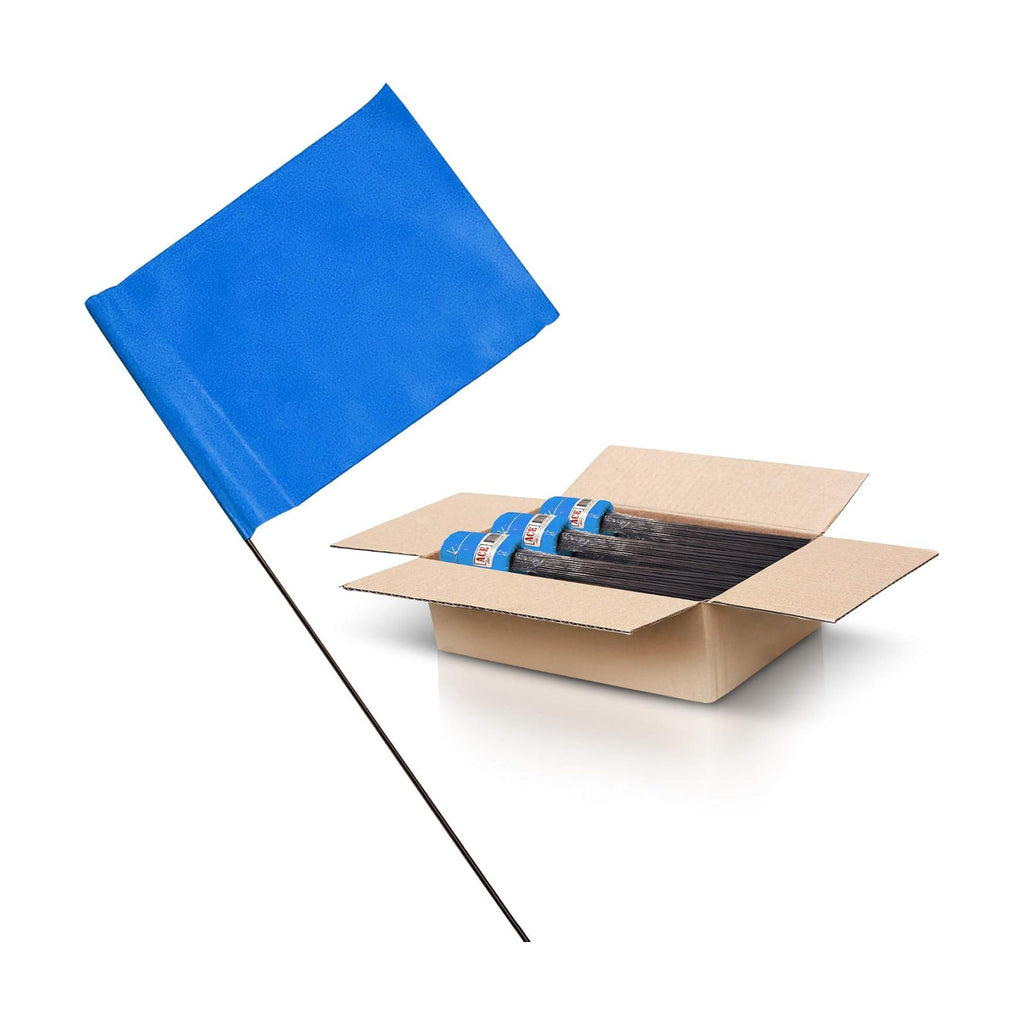 Blue Marking Flags 1000 Pack - 4x5x15 Inch Blue Flags for Yard - Markers For Lawn, Irrigation, Landscaping, Survey &