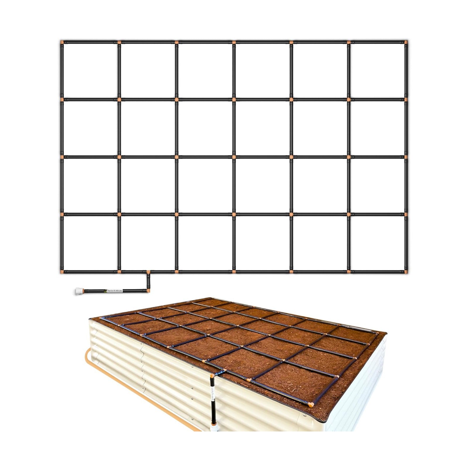 Garden Grid 4x6 | Irrigation System for Raised Garden Bed | Prebuilt, Easy | 2-Min Setup Raised Bed Watering System;
