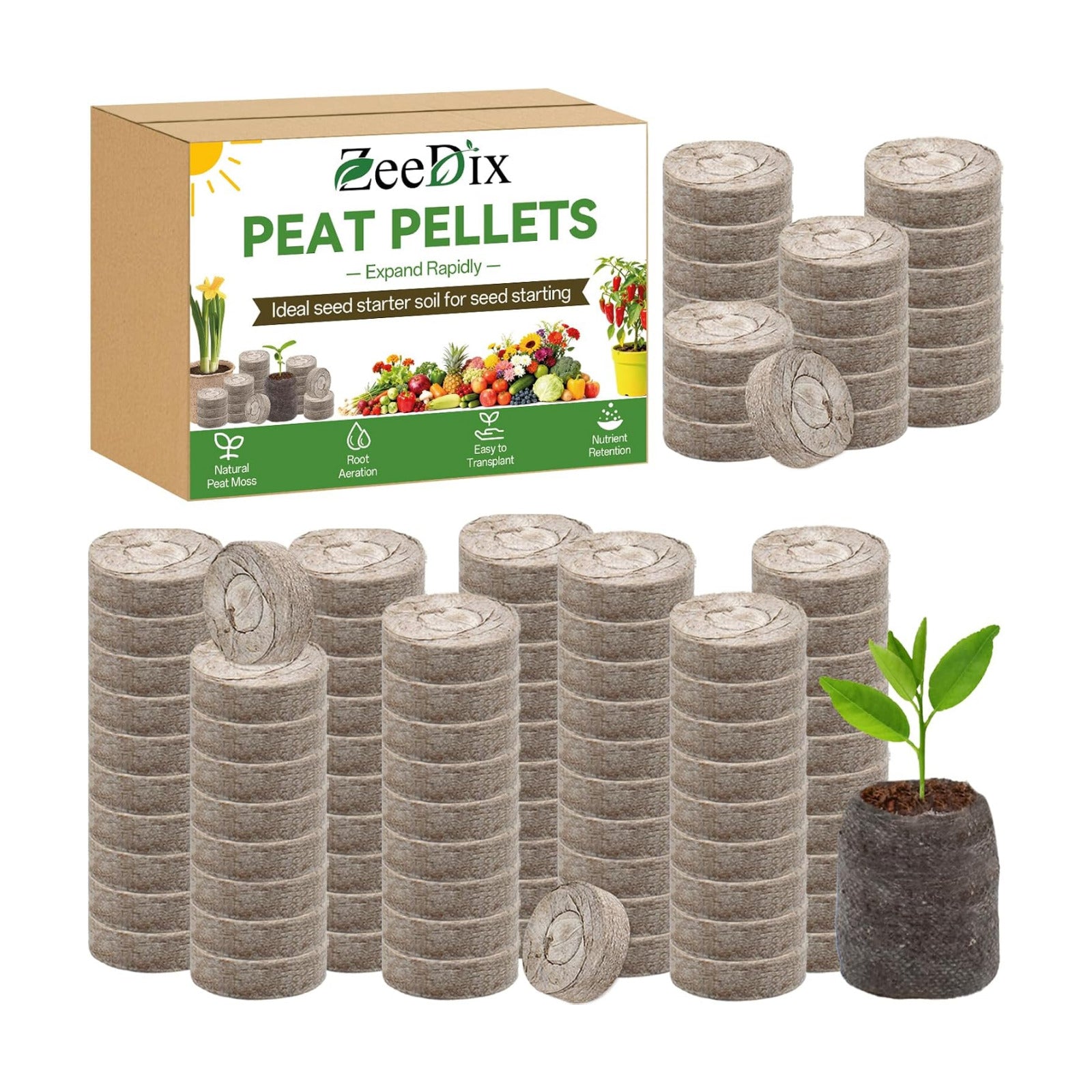 Peat Pellets for Seed Starting, 200 Pcs 30mm Seed Starter Soil Pods | Easy Transplant & High Expansion, Ideal Seedling