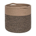 MINTWOOD Design 11 x 11 Inches Cotton Rope Basket for Flower Pot and Indoor Floor Planters, Decorative Round Woven Plant Pot Basket, Planter Covers, Small Dog Toy Storage Baskets, Black