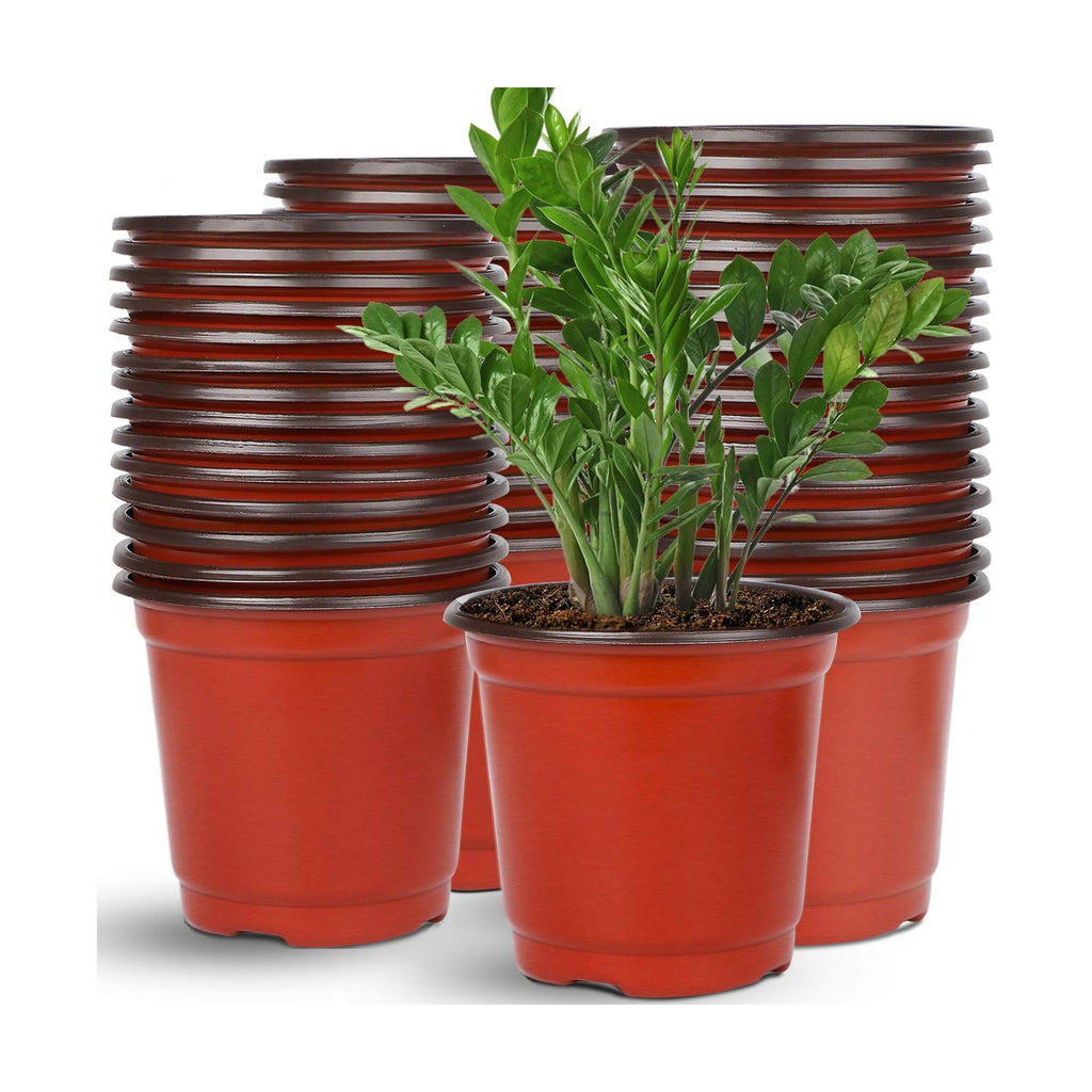 Augshy 110 Pcs 6 Inches Plastic Plants Nursery Pot, Seed Starting Pots