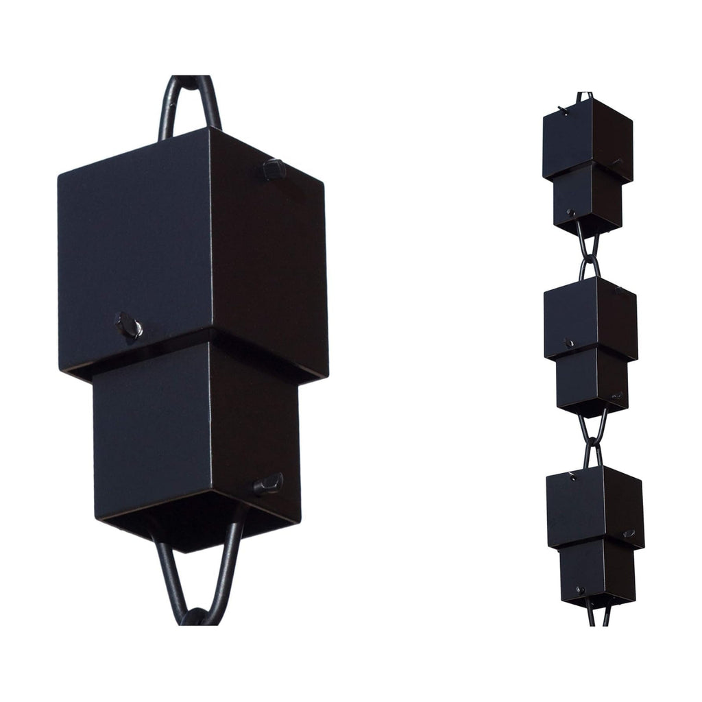 Monarch Rain Chains Aluminum Multi Cube Black Rain Chains for Gutters – 8.5 ft Black Decorative Rainchain Outdoor