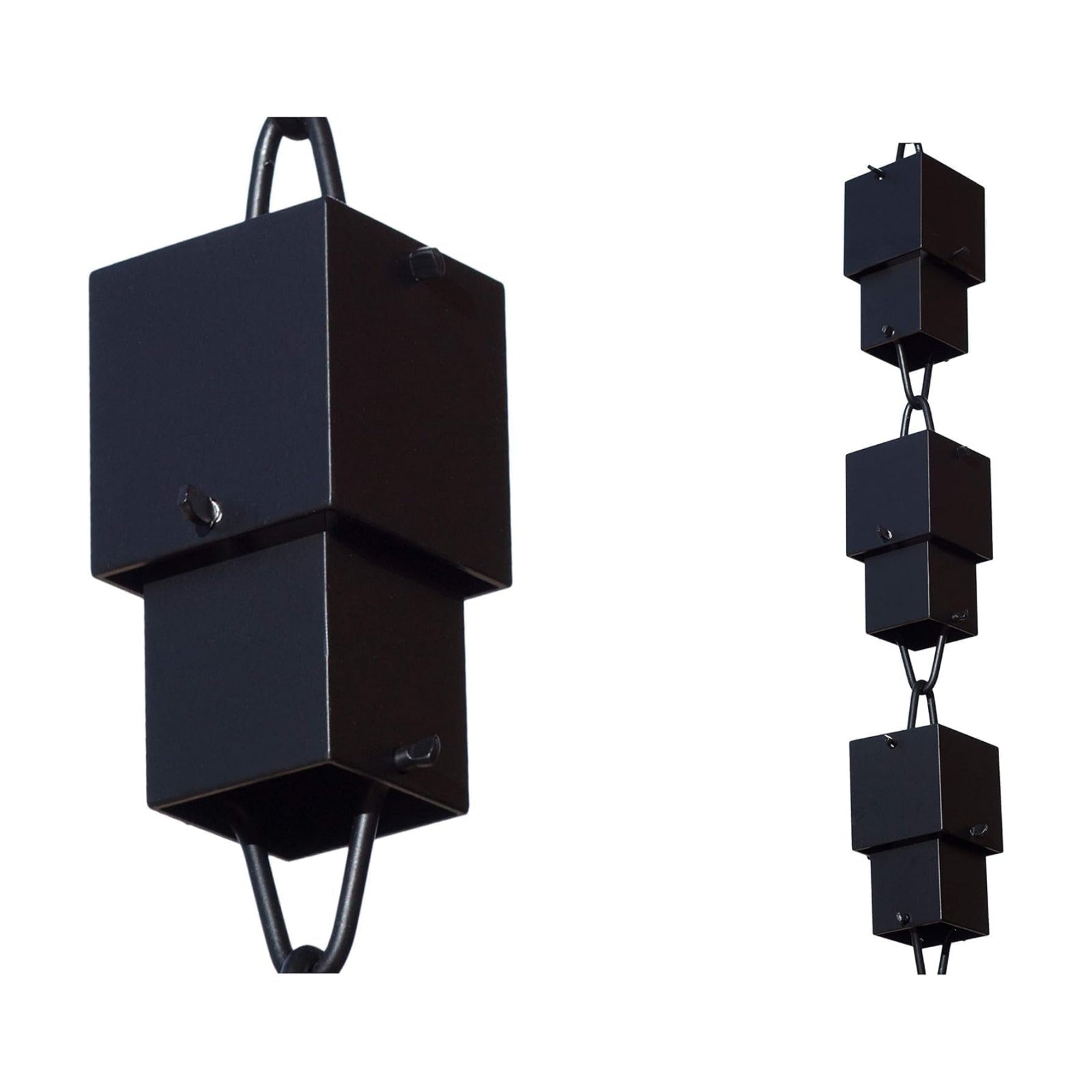 Monarch Rain Chains Aluminum Multi Cube Black Rain Chains for Gutters – 8.5 ft Black Decorative Rainchain Outdoor