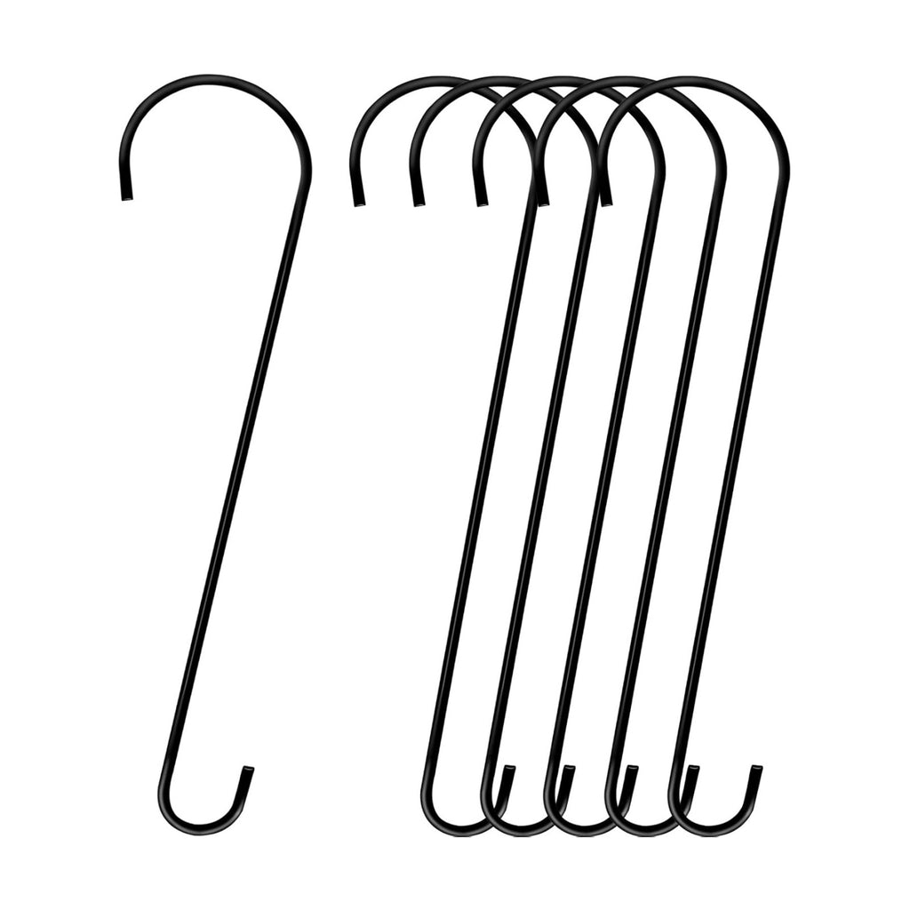 DINGEE 24 Inch Large Tree Branch Hooks, Long Heavy Duty 6 Pack Metal Hanger S Hook for Hanging Bird Feeders，Plants