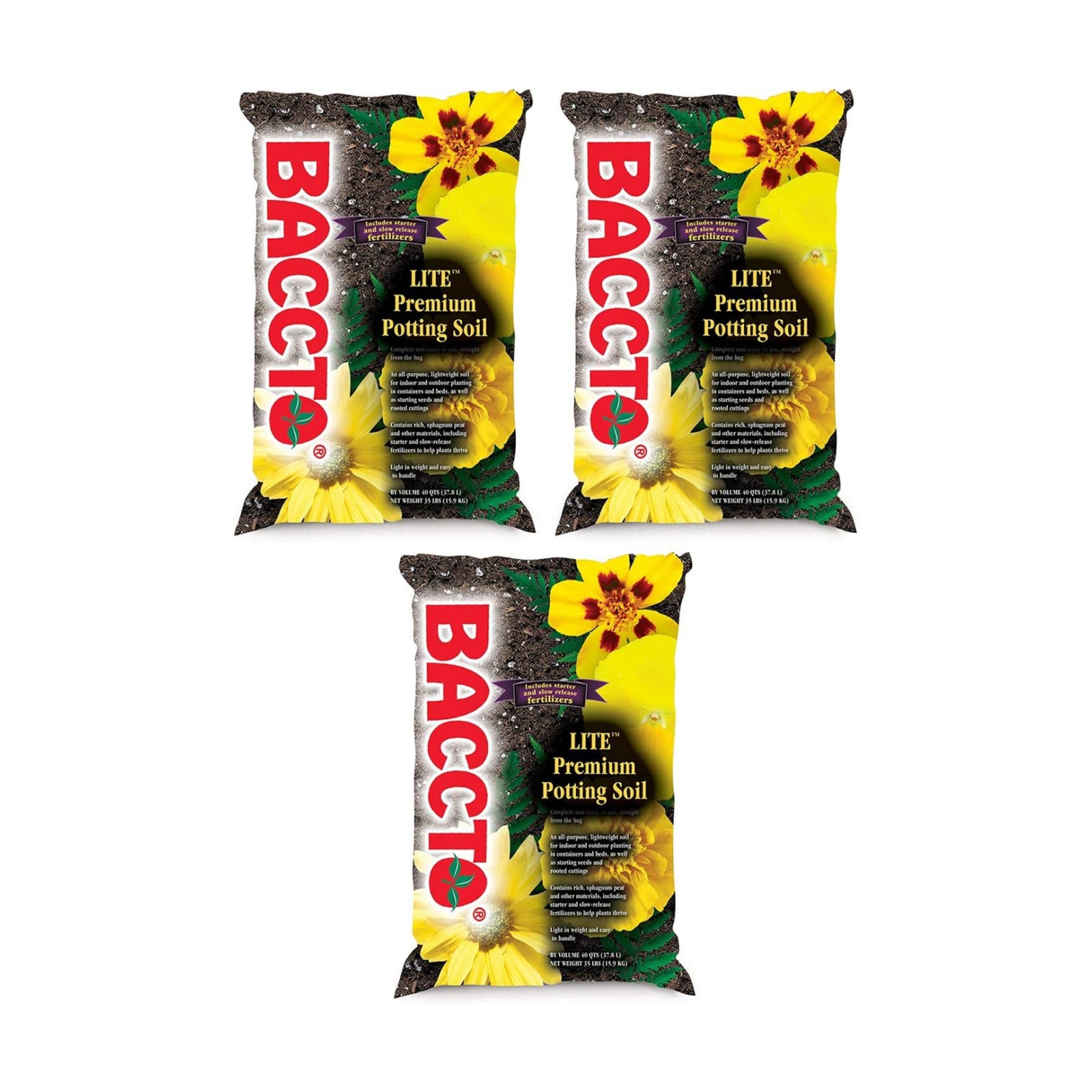 Michigan Peat 1440 Baccto Lite Premium Potting Soil for Gardening, Seed Starting, Propagation, and More, 40 Quart Bag