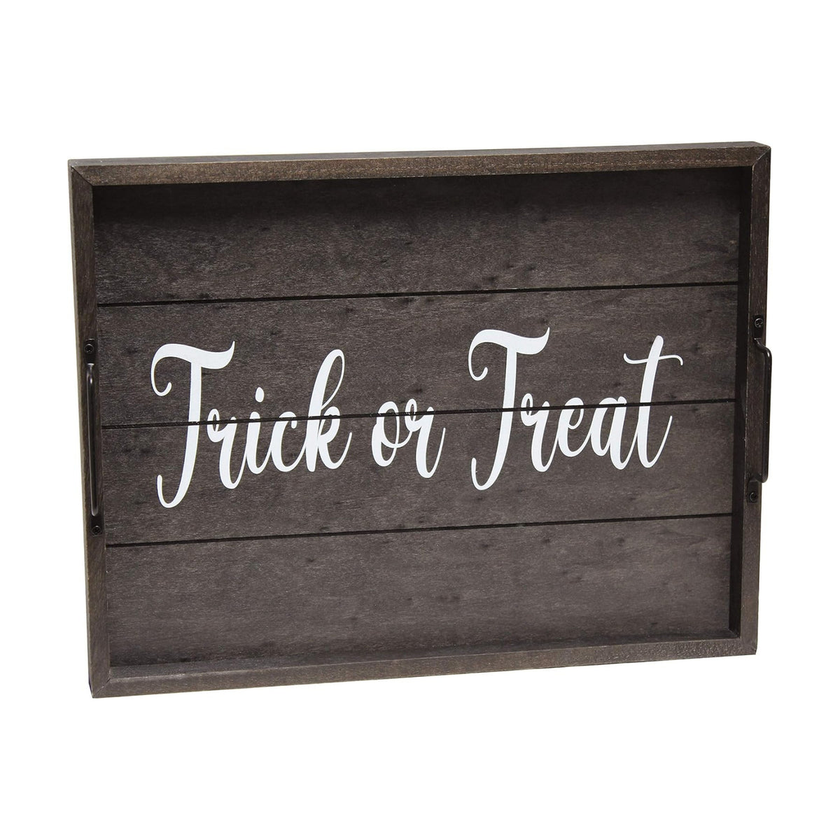 Elegant Designs HG2000-KTT Halloween Decorative Wood Serving Tray w/Handles, 15.50" x 12", Black Wash Trick or Treat