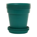 Mintra Garden Pots, 4 Pack Bulk Plastic Plant Pots with Drainage Tray, Round Indoor & Outdoor Decorative Planters with Drain Holes for Flowers, Herbs & Plants, 15cm Diameter – Forest Green, 5.9 in