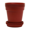 Mintra Garden Pots, 4 Pack Bulk Plastic Plant Pots with Drainage Tray, Round Indoor & Outdoor Decorative Planters with Drain Holes for Flowers, Herbs & Plants, 15cm Diameter – Burgundy, 5.9 in