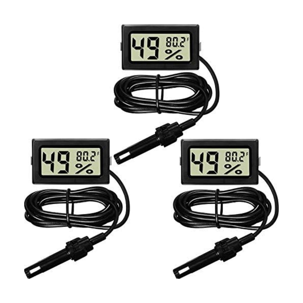 Weewooday Mini Digital Temperature Humidity Meters Gauge with Probe Gauge LCD Fahrenheit Display Thermometer Hygrometer for Incubator Reptile Plant Greenhouse Chicken Coop Garden(Black, 3 Pieces)