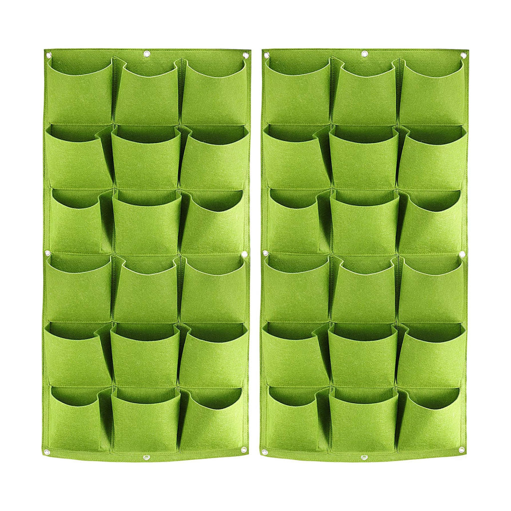 ZOENHOU 2 Pack Total 36 Roomy Pockets Green Vertical Garden Planter, Wall-Hanging Flower Pot Bags, Felt Wall Mount