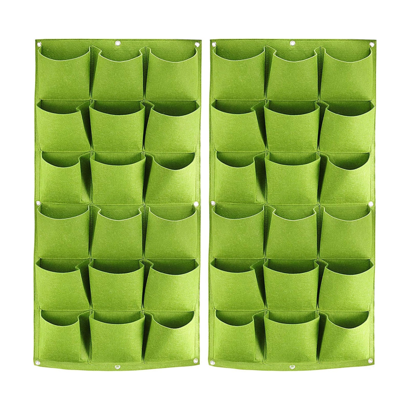 ZOENHOU 2 Pack Total 36 Roomy Pockets Green Vertical Garden Planter, Wall-Hanging Flower Pot Bags, Felt Wall Mount