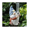 FORUP Resin Gnome Rain Gauge, Hand Painted Gnome Statue with Plastic Rain Gauge