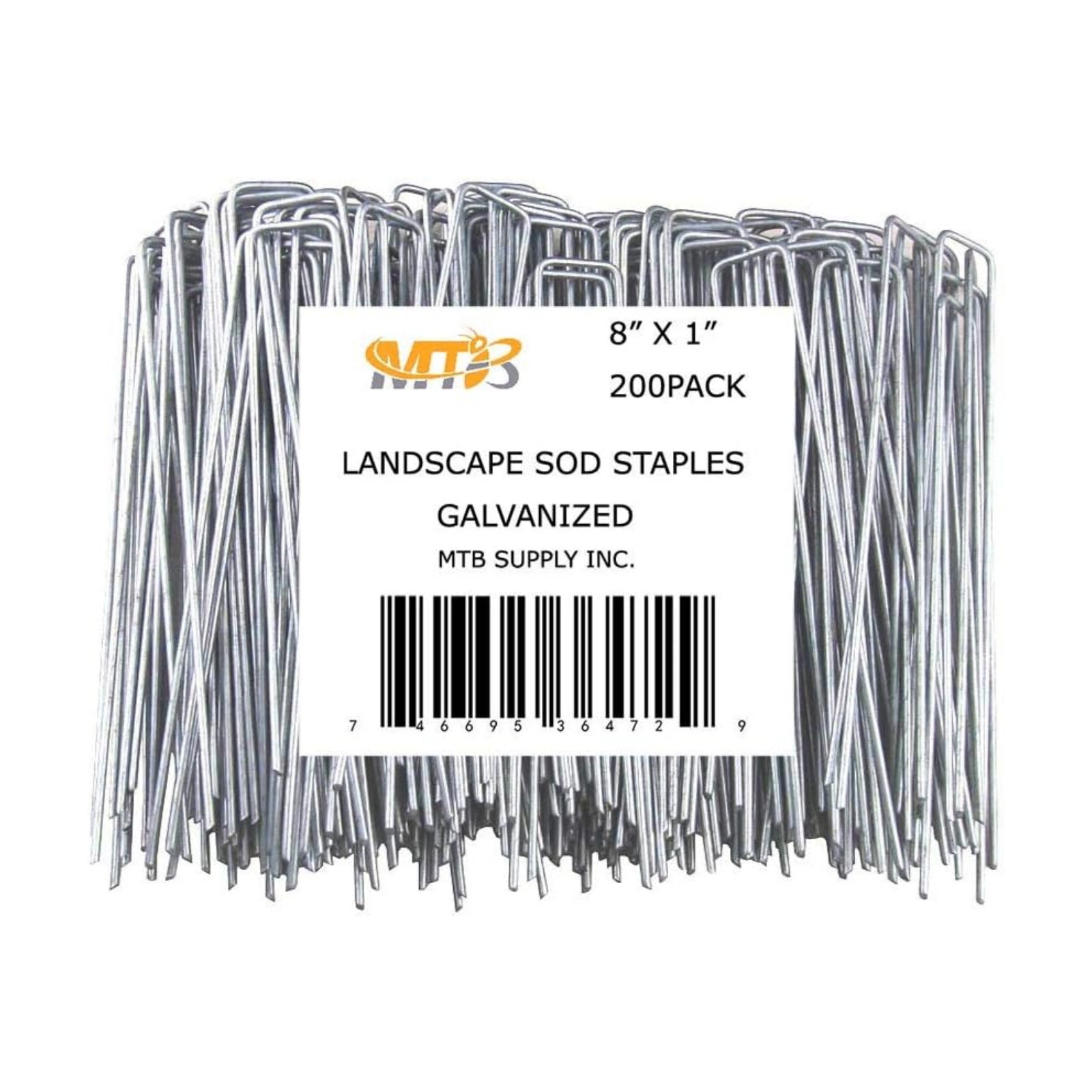 200 Pack 8 Inch 11GA(0.12inch) Galvanized Landscape Staples Garden Stakes Fence Netting Pins Ground Spikes Sod Cover