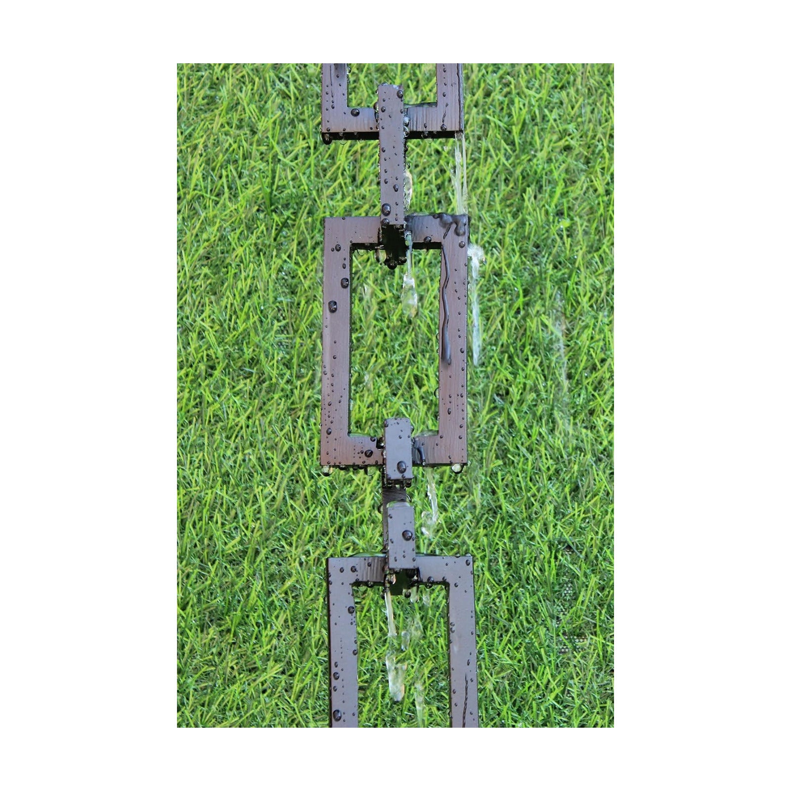 KAM Home Aluminium Artware Rectangle with Square Rain Chain with Installation Kit (Black, 8.5)