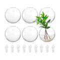 6 Pack Wall Hanging Planters Terrarium, 4.7 Inch Glass Oblate Globe Plants Containers, Wall Mount Clear Flower Vase for