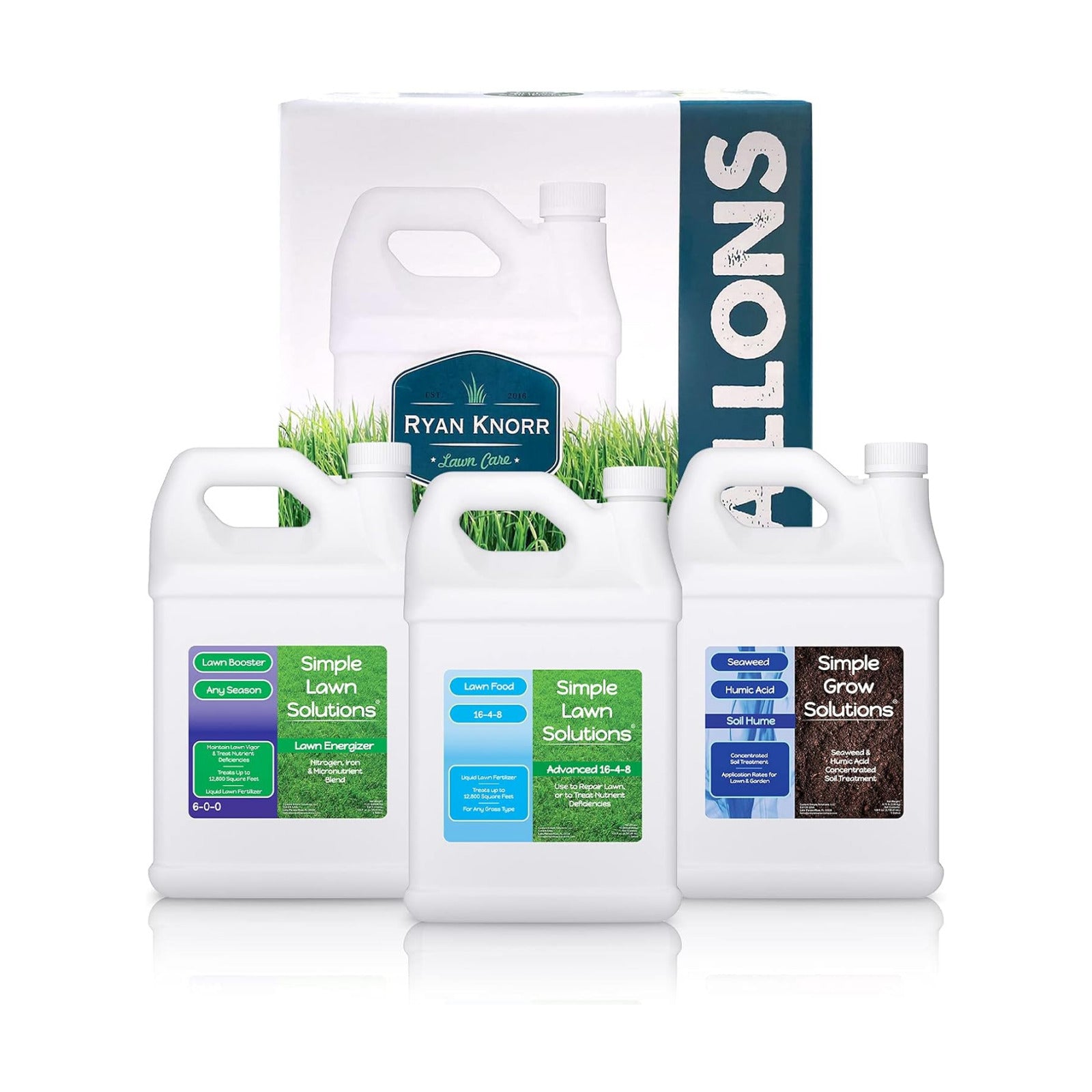 Simple Lawn Solutions - Ryan Knorr - Gallon Bundle- Lawn Essentials Bundle Box - 3 x 1 Gallon Set - Lawn Food 16-4-8