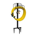 Freestanding Garden Hose Holder Stake with Brass Faucet, Heavy Duty Metal Water Pipe Storage Stand Rack for Outdoor