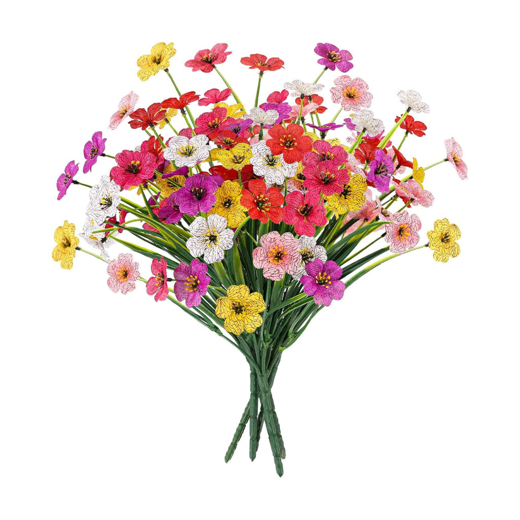 MACTING 6 Bundles Artificial Flowers for Outdoors, UV Resistant Faux Plants